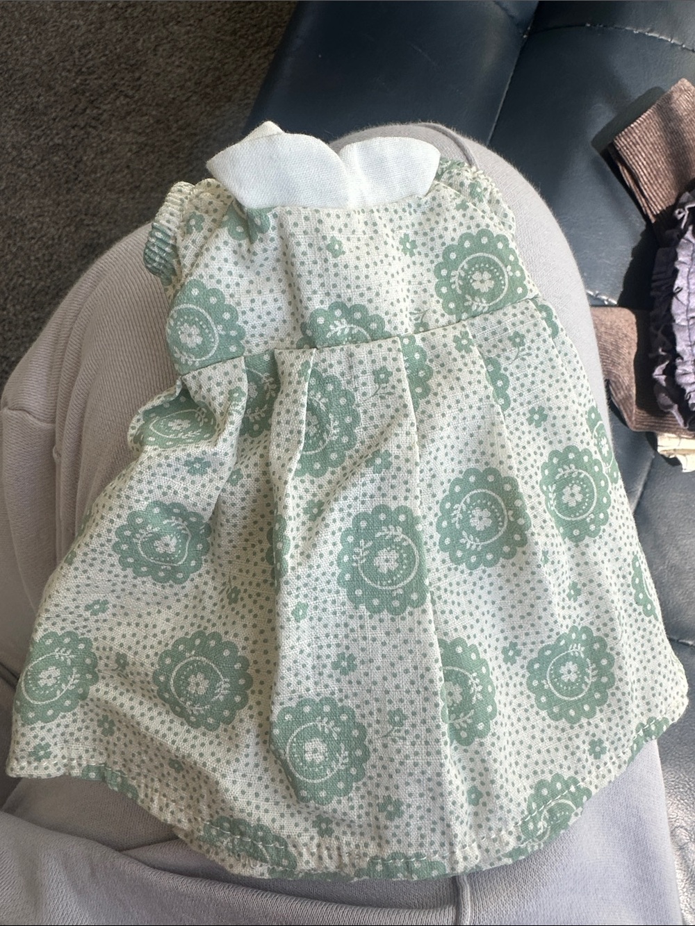 Green Floral Print Doll Dress - Kids Toys Accessory